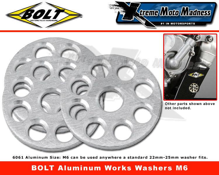 Bolt works aluminium m6 washers mx kx250f yz450f rm-z250 crf 10pk 24010599   