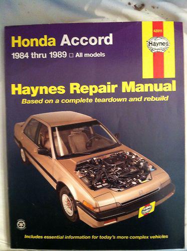 1984 thru 1989 honda accord haynes repair manual  42011 new