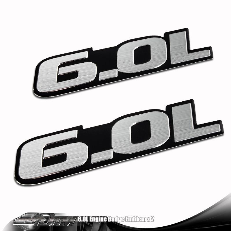 2x universal 6.0l black border aluminum adhesive emblem / badge / sticker