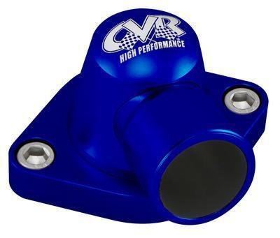 Cvr products thermostat housing chevy sbc/bbc v8 90 degree blue anodized tsh6bl