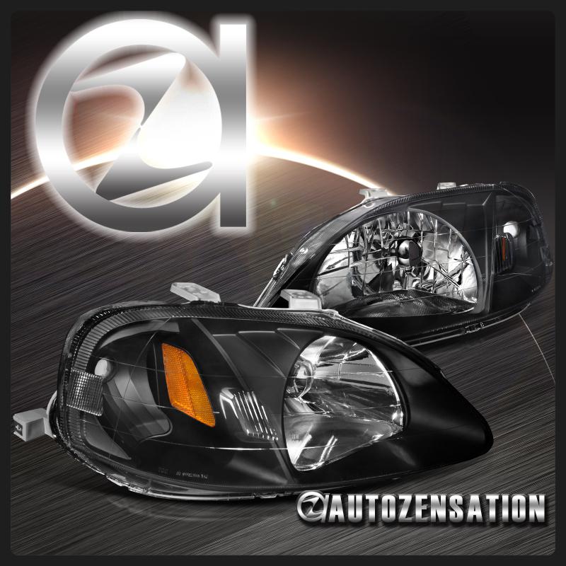 99-00 honda civic ek9 jdm black headlights left + right