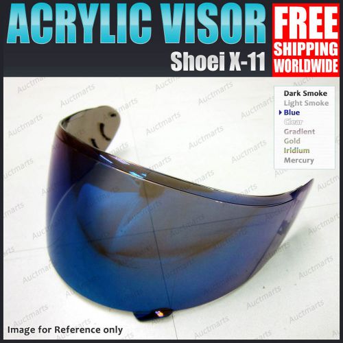 Acrylic helmet shield visor for shoei x-11 x-spirit cx1-v rf multitech blue gc