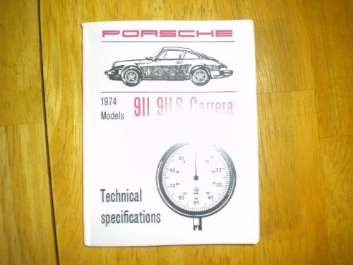 1974 porsche 911 911s carrera technical specifications booklet manual rare