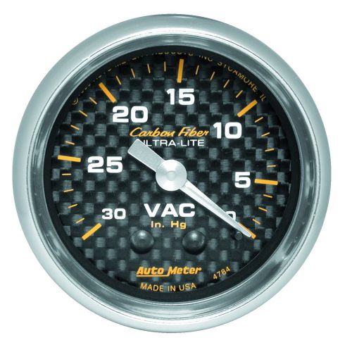 Auto meter 4784 carbon fiber; mechanical vacuum gauge