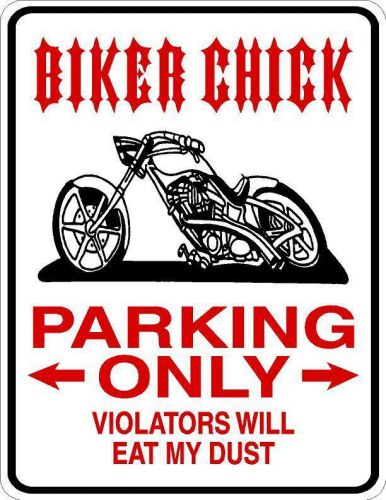 &#034;biker chick parking only&#034; metal sign- 9&#034;x12&#034; - free shipping