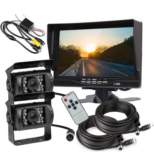 Car truck reversing camera kit 7&#034; sunshade monitor 2x 4pin ccd ir backup camera