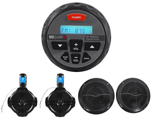 Mb quart nautic gmr-1 marine atv boat receiver w/ bluetooth+wakeboards+speakers