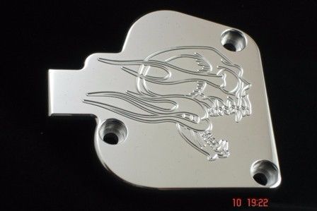 Banshee blaster screaming flaming skull polished billet aluminum throttle cover