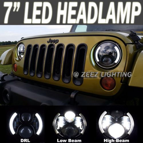 90w led headlight kit 7&#034; round projector drl turn signal headlamp assembly #b