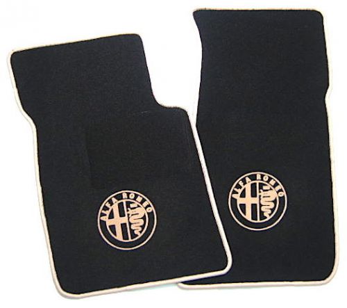 Black/tan logo + trim floor mats for alfa romeo spider 1984-1993