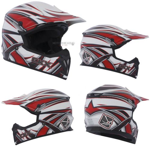 Mx helmet motocross ckx tx-696 rise white/red/black adult medium dirt bike