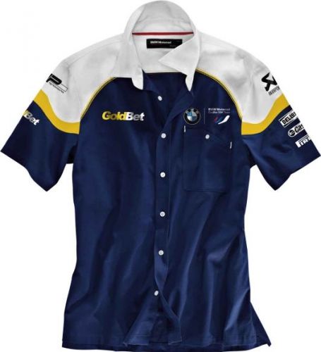 Bmw genuine motorsport men&#039;s short-sleeved shirt blue / white / yellow size xxl