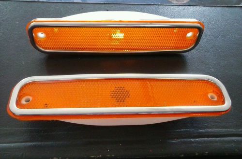 1973-1980 chevrolet/gmc truck amber side marker lights with chrome trim - pair