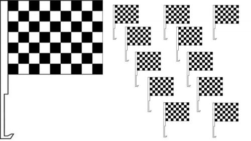 Car dealer supplies 12 car window clip on flags black &amp; white race checkered