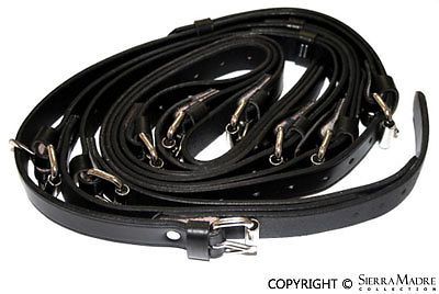 Luggage rack leather strap set, black, all porsche 356&#039;s (50-65)