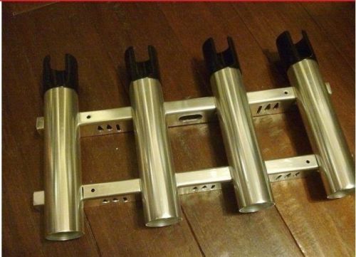 One set of 4 (quad) fishing rod holder polished aluminum