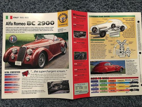 ★★ alfa romeo 8c 2900 -  collector brochure specs 1935 - 1939 ★★