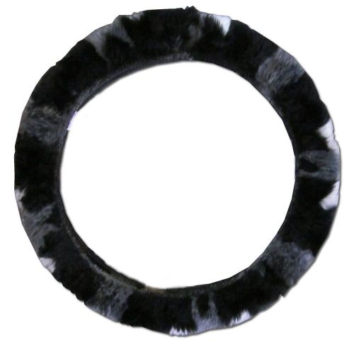 Southwestern grey soft faux fur universal steering wheel cover car truck suv