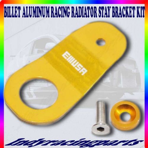 Billet aluminum gold radiator stay bracket kit 96-00 civic ek 00-09 s2000 ap1