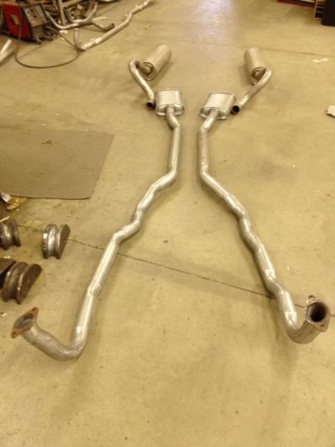 1970-1971 dodge challenger dual exhaust, aluminized, 440 engines, w/ resonators