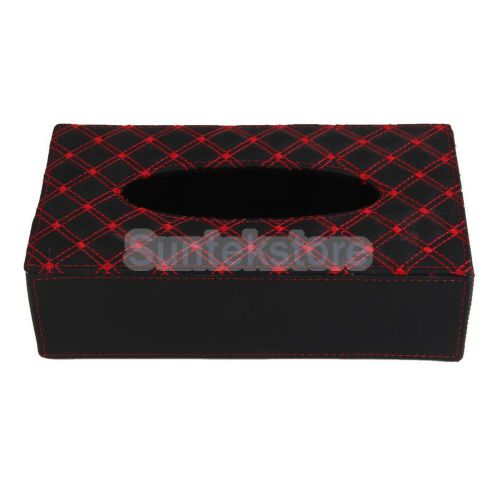 Synthetic leather car auto tissue box holder paper case napkin red black