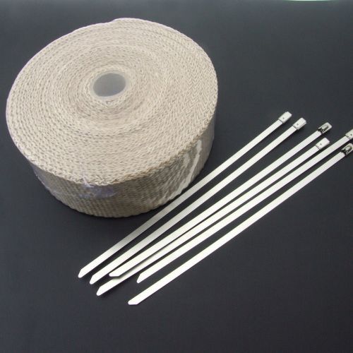 6 ties motorcycle 2&#034; 33ft beige exhaust heat wrap protection roll header tape