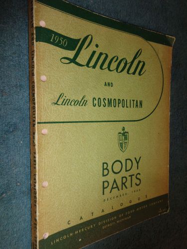 1950 lincoln body parts catalog / original parts book printed december 1950