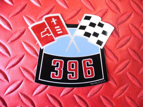 Chevrolet 396 licensed crossed flag reproduction air cleaner decal chevelle gm