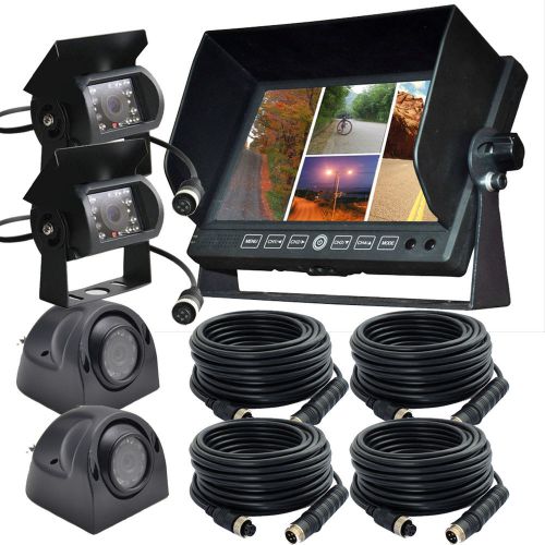 7&#034; 4-split screen monitor 12v/24v+2x side view+2x backup ir reversing ccd camera