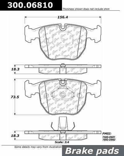 Centric 300.06810 brake pad or shoe, front-premium semi-met pads w/shims