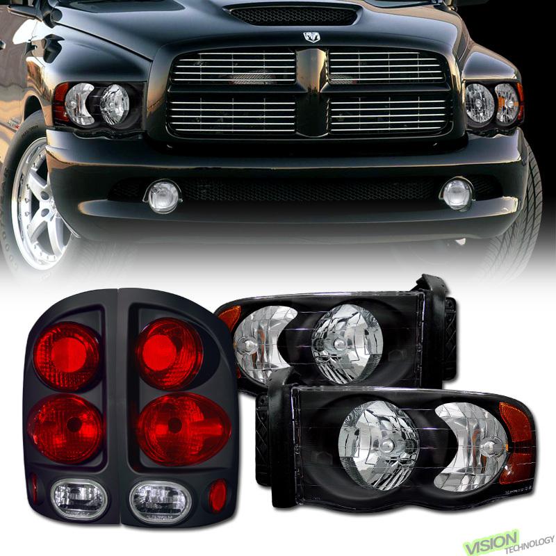 02/03-05 ram 1500/2500/3500 blk housing head lights+altezza tail lamps assembly