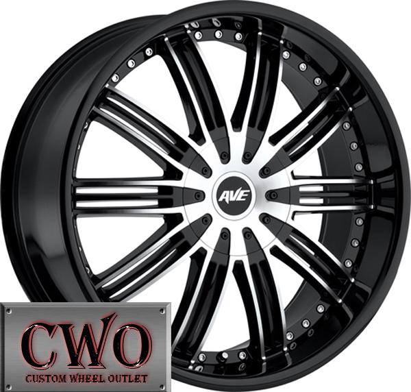 24 black avenue a603 wheels rims 5x115/5x127 5 lug 300 charger jeep wrangler