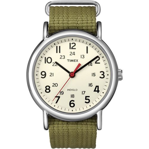 Timex t2n651 weekender slip-thru watch - olive green