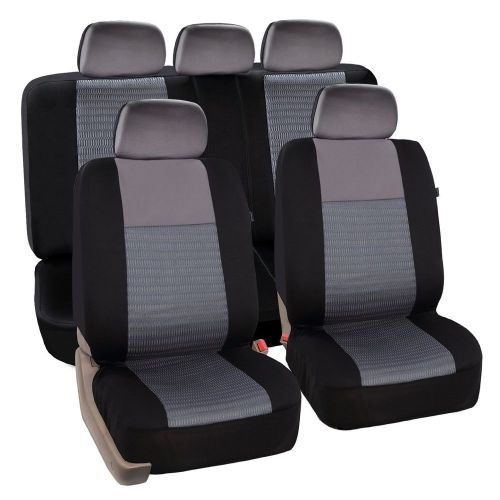 Zone tech 9pc trendy car seat covers split bench airbag compatible black/gray