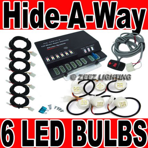 120w car truck hide-a-way emergency warning flashing strobe light 6 led bulb c07