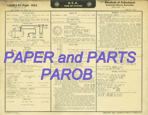 1953 cadillac series 62 60s 75 aea tune up and adjustment chart