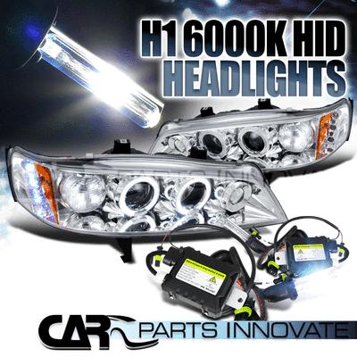 1994-1997 accord 2/4dr chrome halo led projector headlights+h1 6000k hid kit