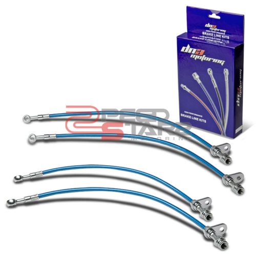 Stainless brake line/hose pvc coated 4-pcs for 03-07 honda accord cl7 uc1 blue