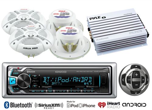 Marine 7.7&#034;speakers,400w marine amplifier,bluetooth usb aux kenwood radio/remote