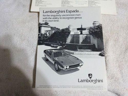 Lamborghini miura s espada jarama original factory spec sheet rare