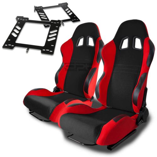 Type-7 racing seat black red woven+silder+for 93-98 vw golf/gti mk3 bracket x2