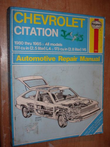 1980-1985 chevy citation service manual haynes shop book repair 84 83 82 81