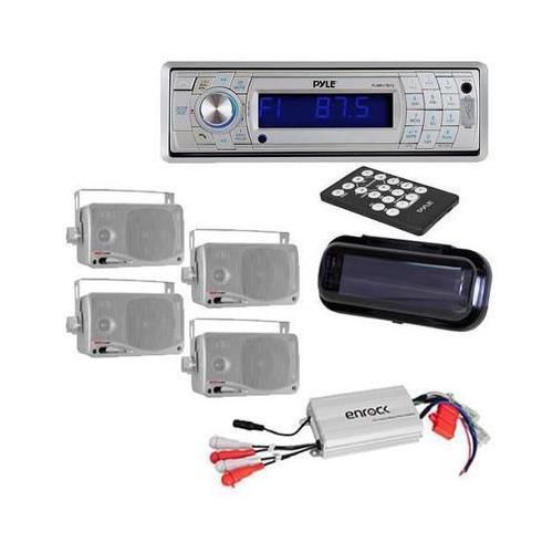 Plcd5mrbts marine cd mp3 receiver wireless bluetooth 4 speakers /cover +800w amp