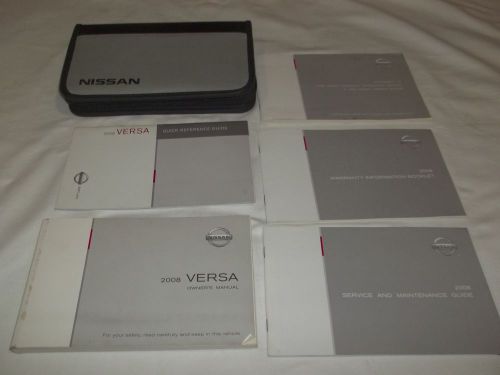 2008 nissan versa owner&#039;s manual 6/pc set + gray &amp; black nissan zippered case