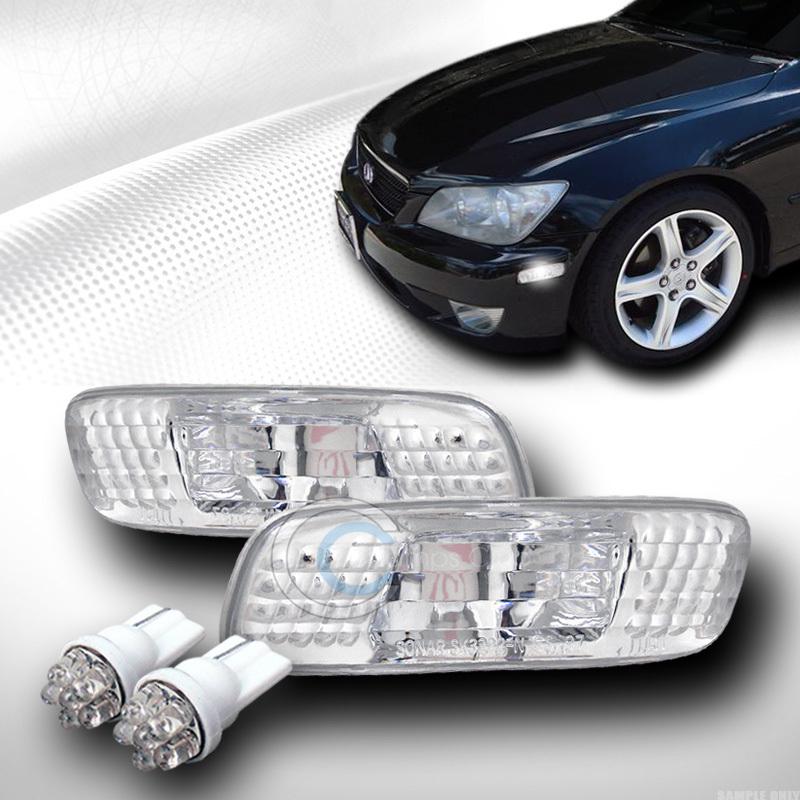 Clear side marker bumper lights yd+6 count led bulbs gs300/gs400/ls400/xa/prius