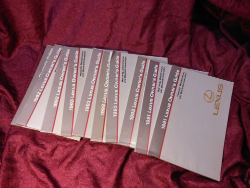 Lot of 10  lexus owner&#039;s guides from 1991 1992 1993 good used