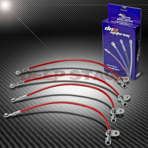 Stainless braided hose racing brake line for 97-01 honda prelude bb6 h22a4 red