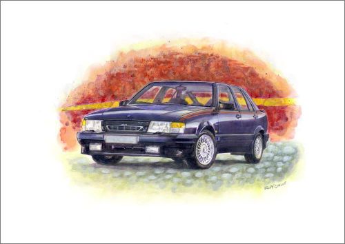 Exclusive saab 9000 talladega car art print by roy chui, a3 size