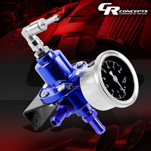 Aluminum 160 psi adjustable 1:1 fuel pressure regulator+kpa gauge bypass blue