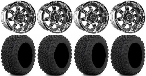 Madjax octane chrome golf wheels 14&#034; 23x10-14 xt trail tires ez-go &amp; club car